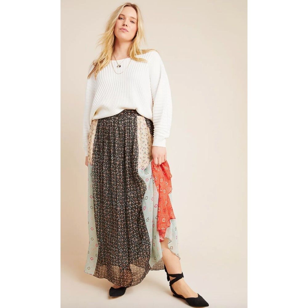 NWT Anthropologie Verb Pallavi Singhee Margot Pleated Floral Maxi Skirt Size 8 - Picture 6 of 11